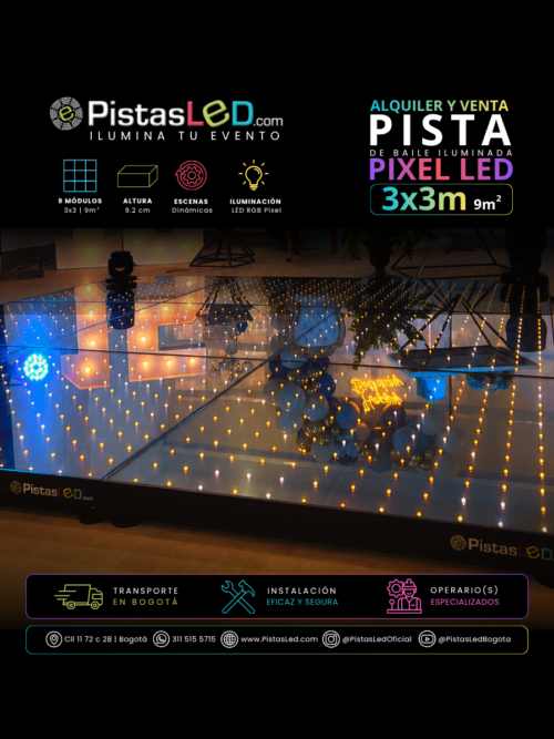 Alquiler de Pista de Baile Pixel LED 3x3 | 9m²