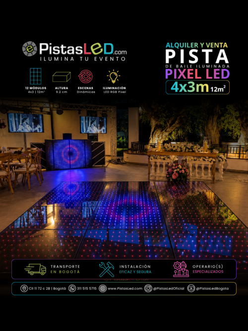 Alquiler de Pista de Baile Pixel LED 4x3 | 12 m²