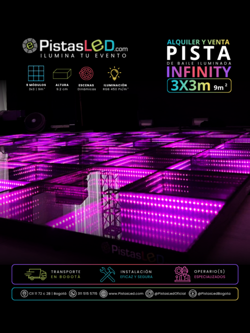 Alquiler de Pista de Baile Infinity LED 3x3 | 9m²