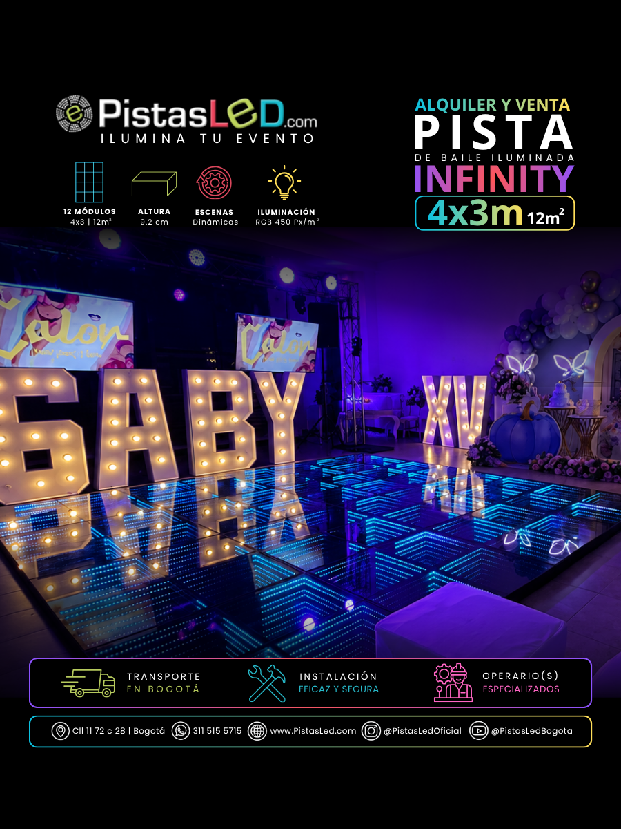 Alquiler de Pista de Baile Infinity LED 4x3 | 12m²