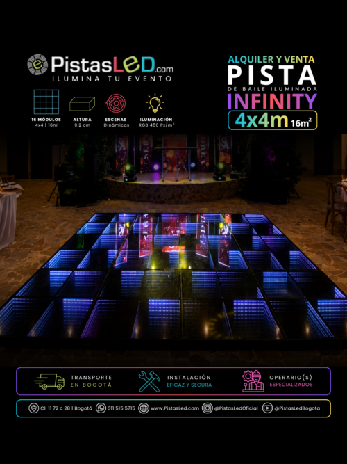 Alquiler de Pista de Baile Infinity LED 4×4 | 16m²