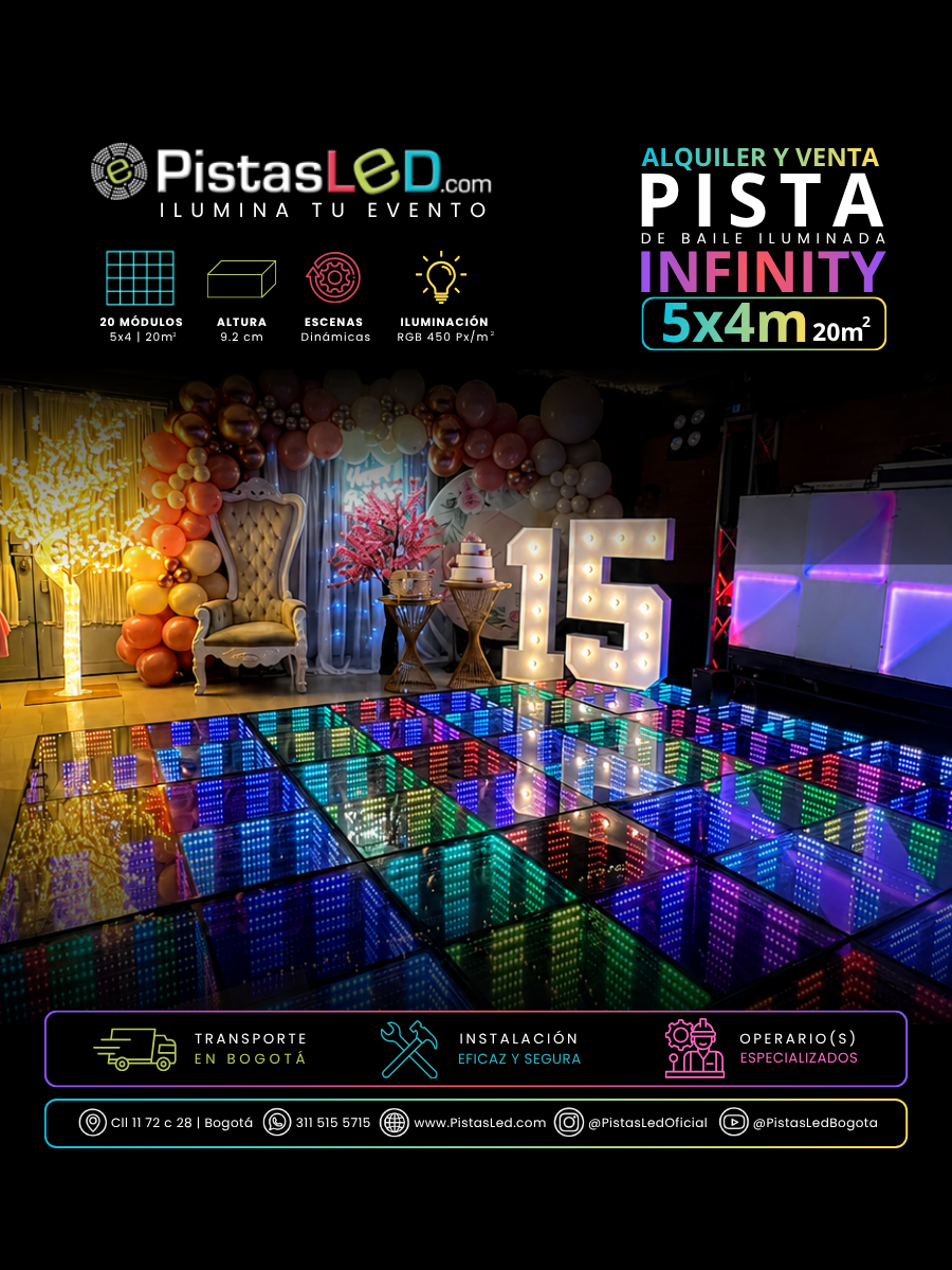 Alquiler de Pista de Baile Infinity LED 5×4 | 20m²