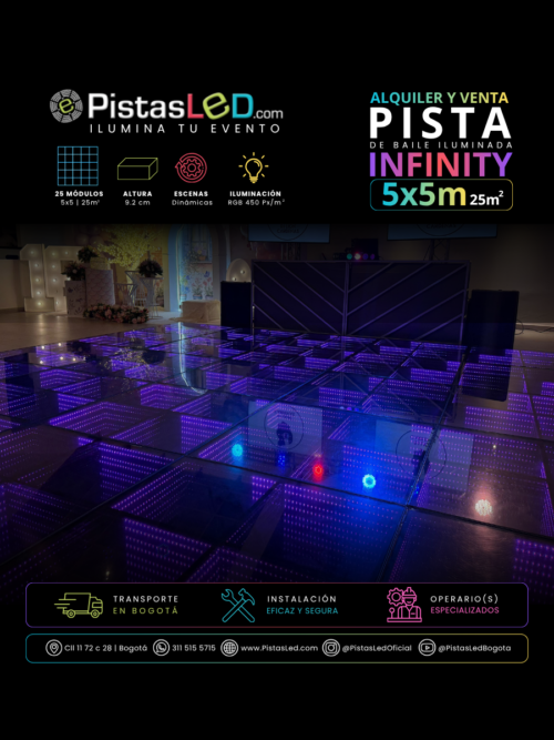 Alquiler de Pista de Baile Infinity LED 5×5 | 25m²