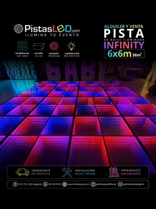 Alquiler de Pista de Baile Infinity LED 6×6 | 36 m²