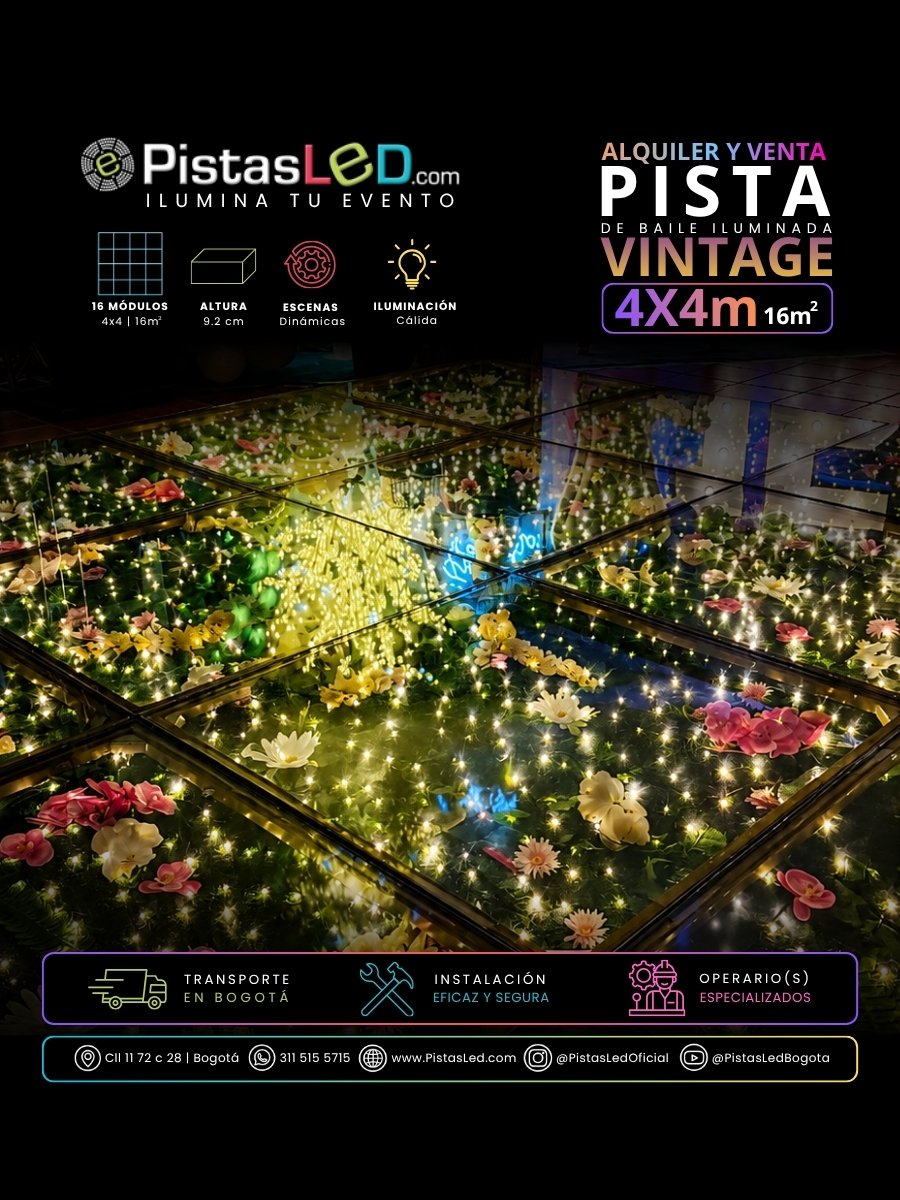 Alquiler de Pista de Baile Led Vintage 4×4 | 16 m²